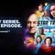 An advert for Paramount+ that reads "Star Trek: Every Series. Every Episode." next to a montage of characters from Voyager, The Next Generation, Discovery, Lower Decks, Enterprise, Deep Space Nine, Star Trek: The Animated Series, and Picard.